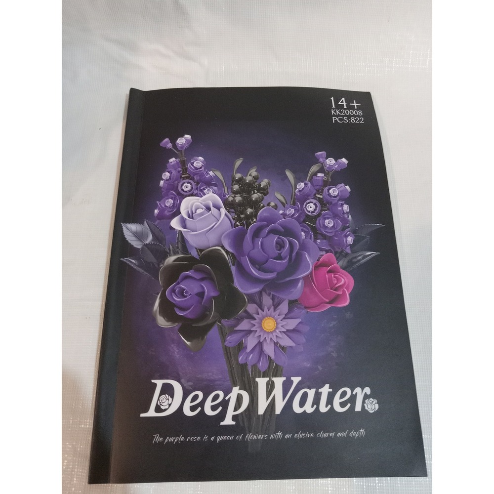 Deep Water Purple Rose Flower Bouquet Building Block Set 822 Pc KK20008 Ages 14+
